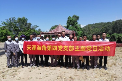 天涯海角第四党支部开展“扮靓美化、亮化景区，以实际行动向建党100周年献礼！″主题党日活动